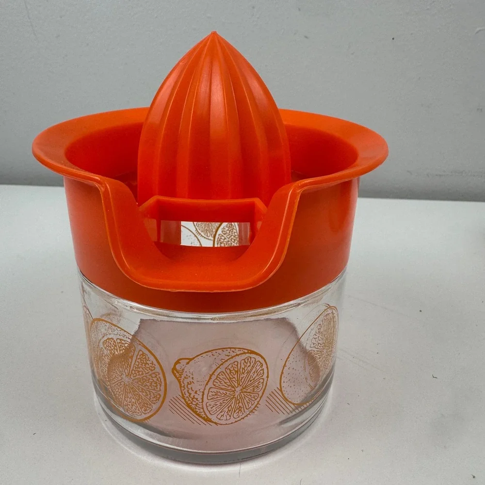 Vintage Gemco Glass Citrus Juicer‎ Orange Plastic Reamer Made in USA Retro MCM
